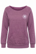 SALE! Eco Tri blend Fleece Raglan pouch pocket with embroidered IMATI Flower