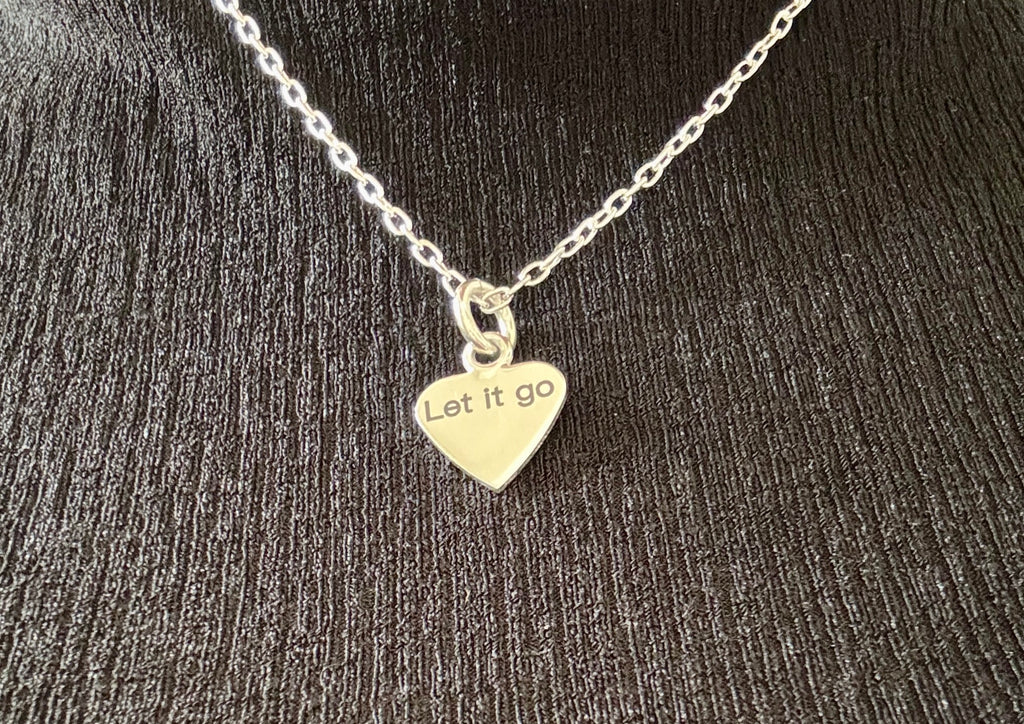 Sterling Silver Dangle Heart with IMATI Flower  & Affirmation