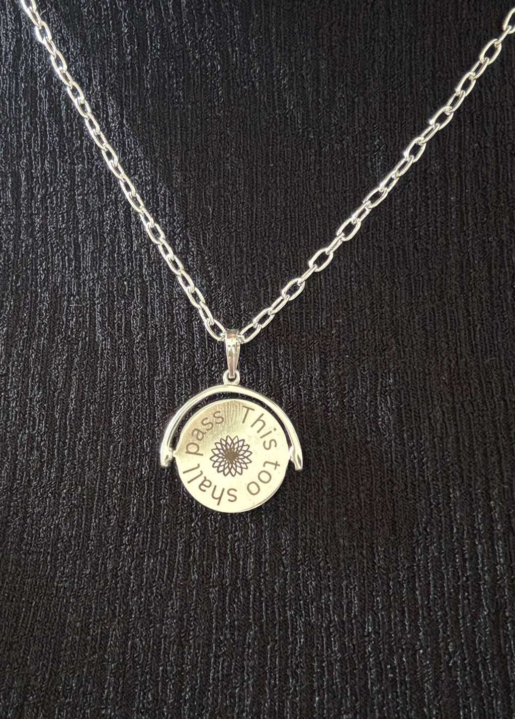 Sterling Silver Affirmation Swivel with IMATI Flower & Affirmation