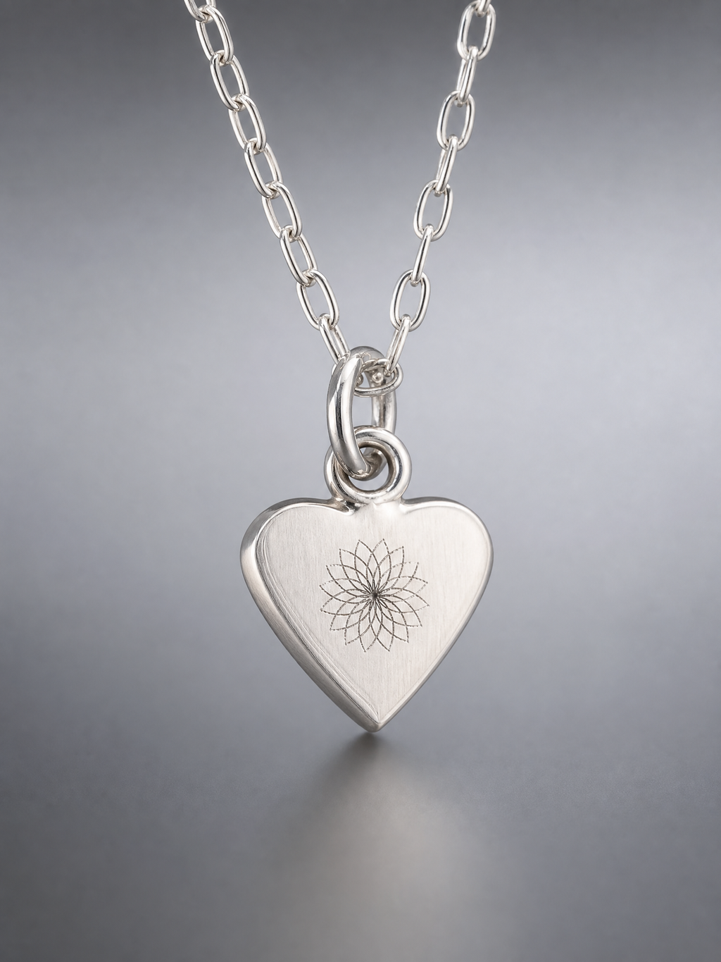 Sterling Silver Dangle Heart with IMATI Flower  & Affirmation