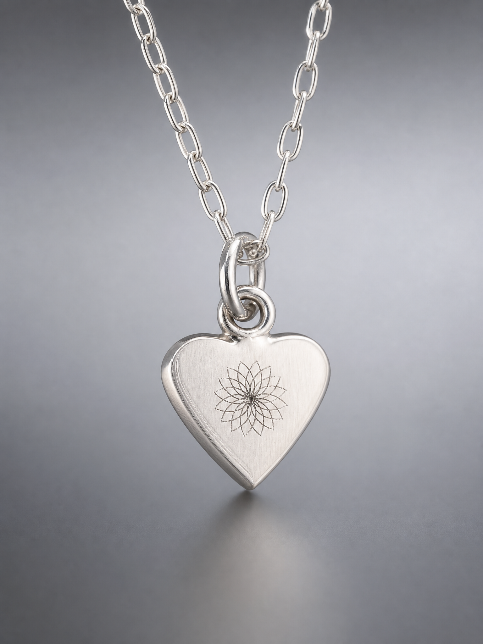 Sterling Silver Dangle Heart with IMATI Flower  & Affirmation