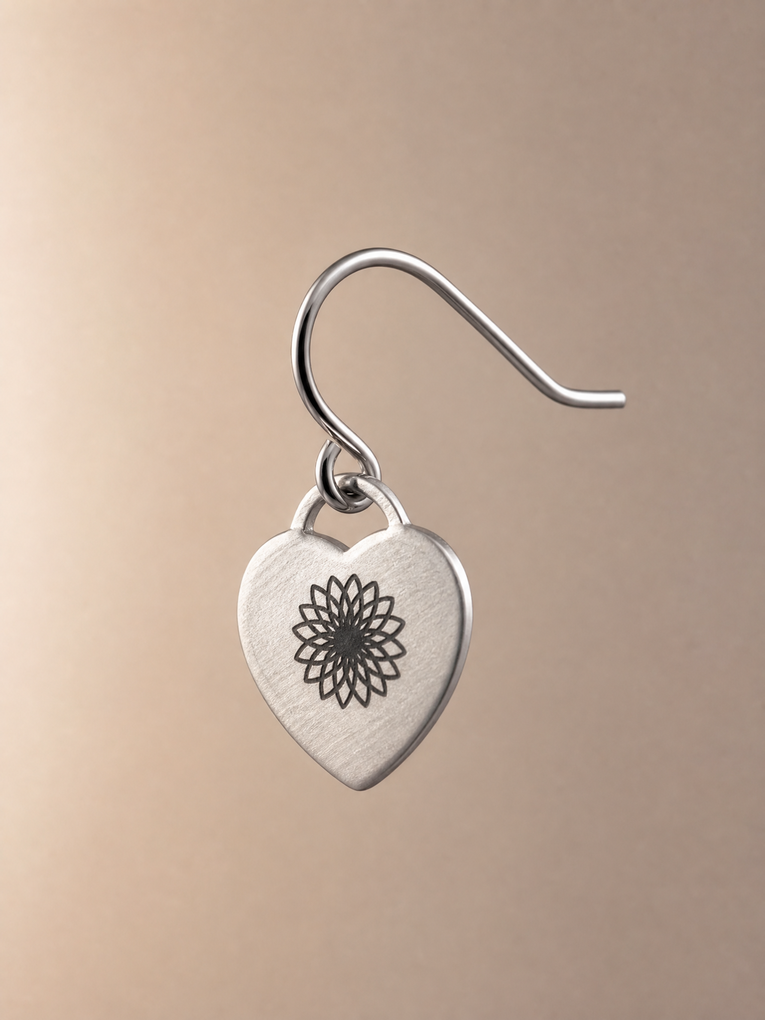 Sterling Silver Heart Purse earrings with IMATI Flower & Affirmation