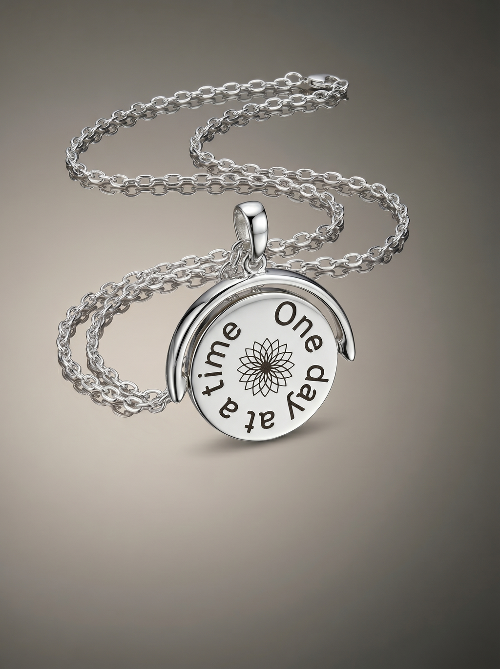 Sterling Silver Affirmation Swivel with IMATI Flower & Affirmation