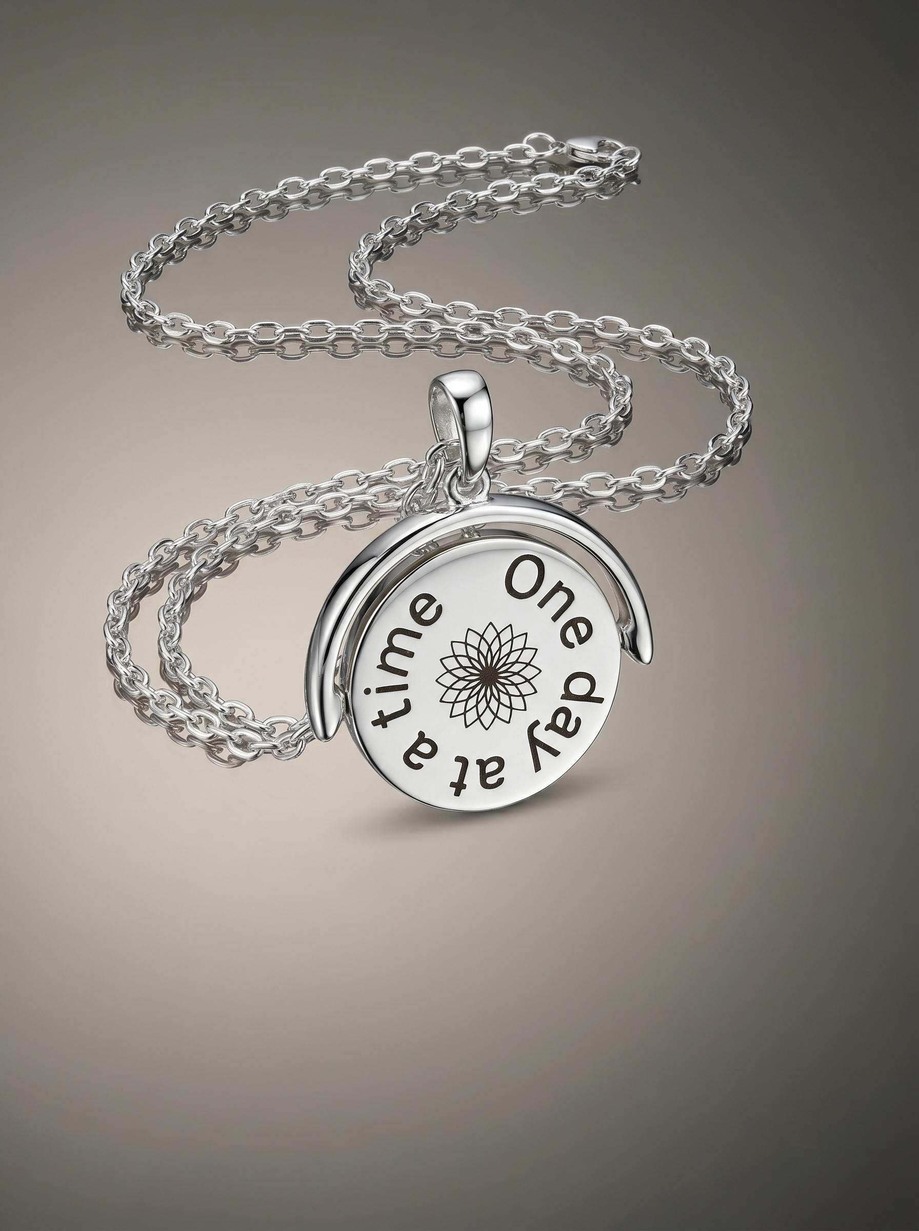 Sterling Silver Affirmation Swivel with IMATI Flower & Affirmation